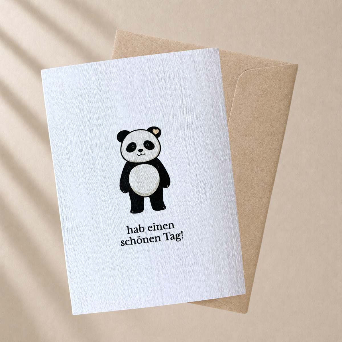 Panda Grußkarte „Hab einen schönen Tag“ mit braunem Umschlag (A6)