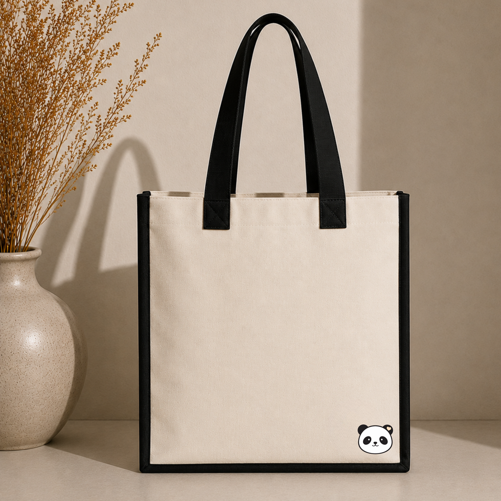 Panda Collection Tragetasche – Minimalistische Canvas Bag mit Panda Print