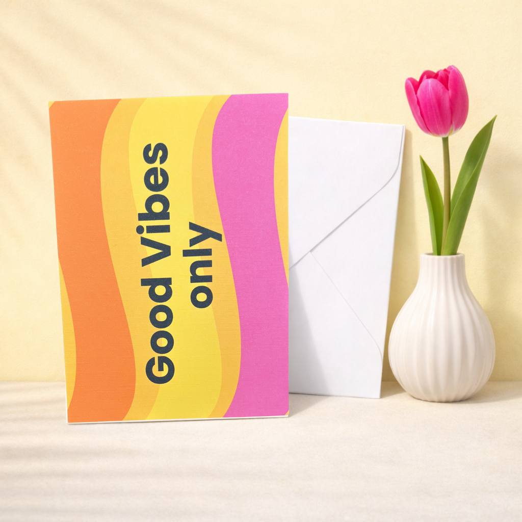 Grußkarte „Good Vibes Only“ – moderne Karte mit Umschlag auf 300g Papier