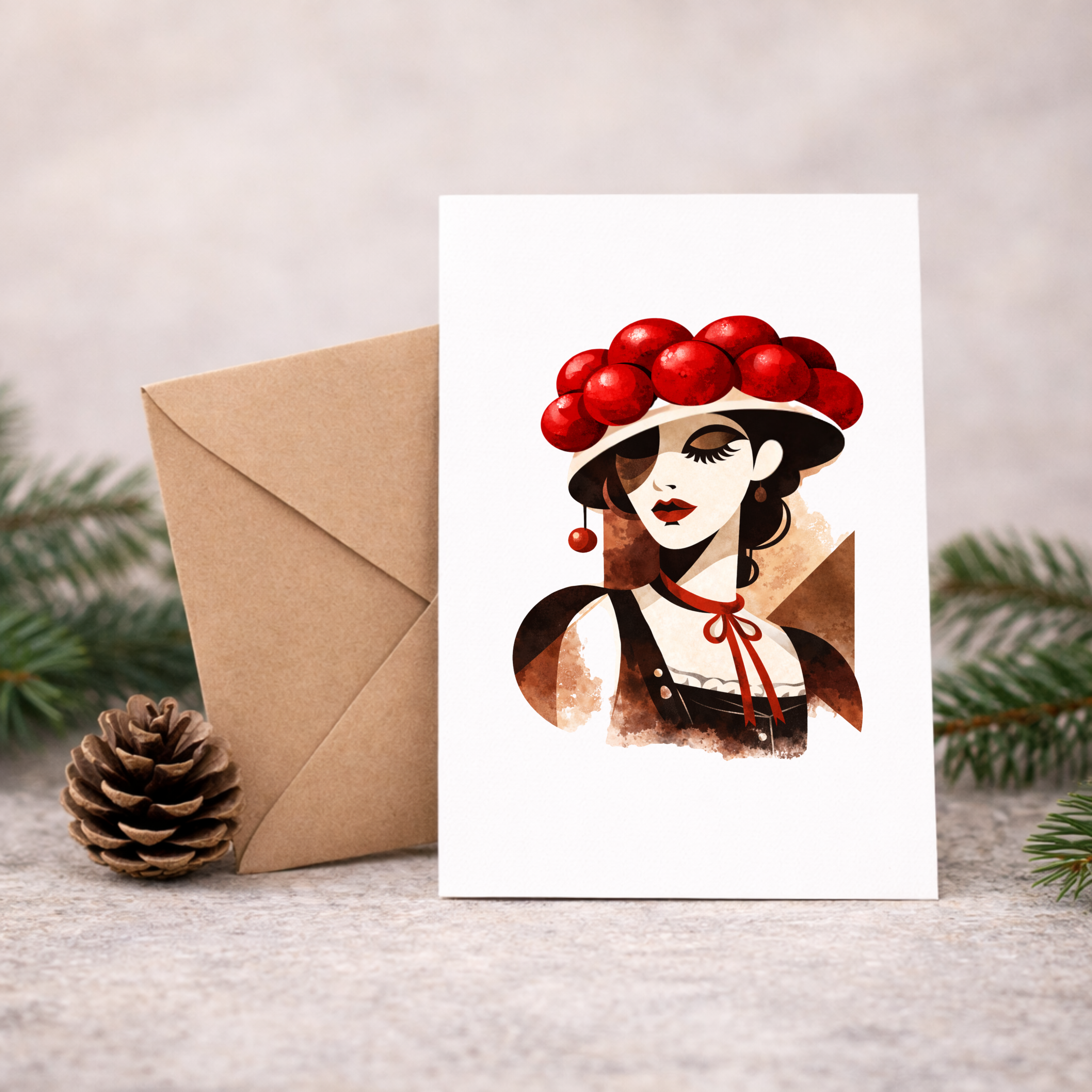 Leinen Grußkarte „Wurzelwerk“ – Black Forest Collection – stilvolle Schwarzwald Kunstkarte inkl. Umschlag