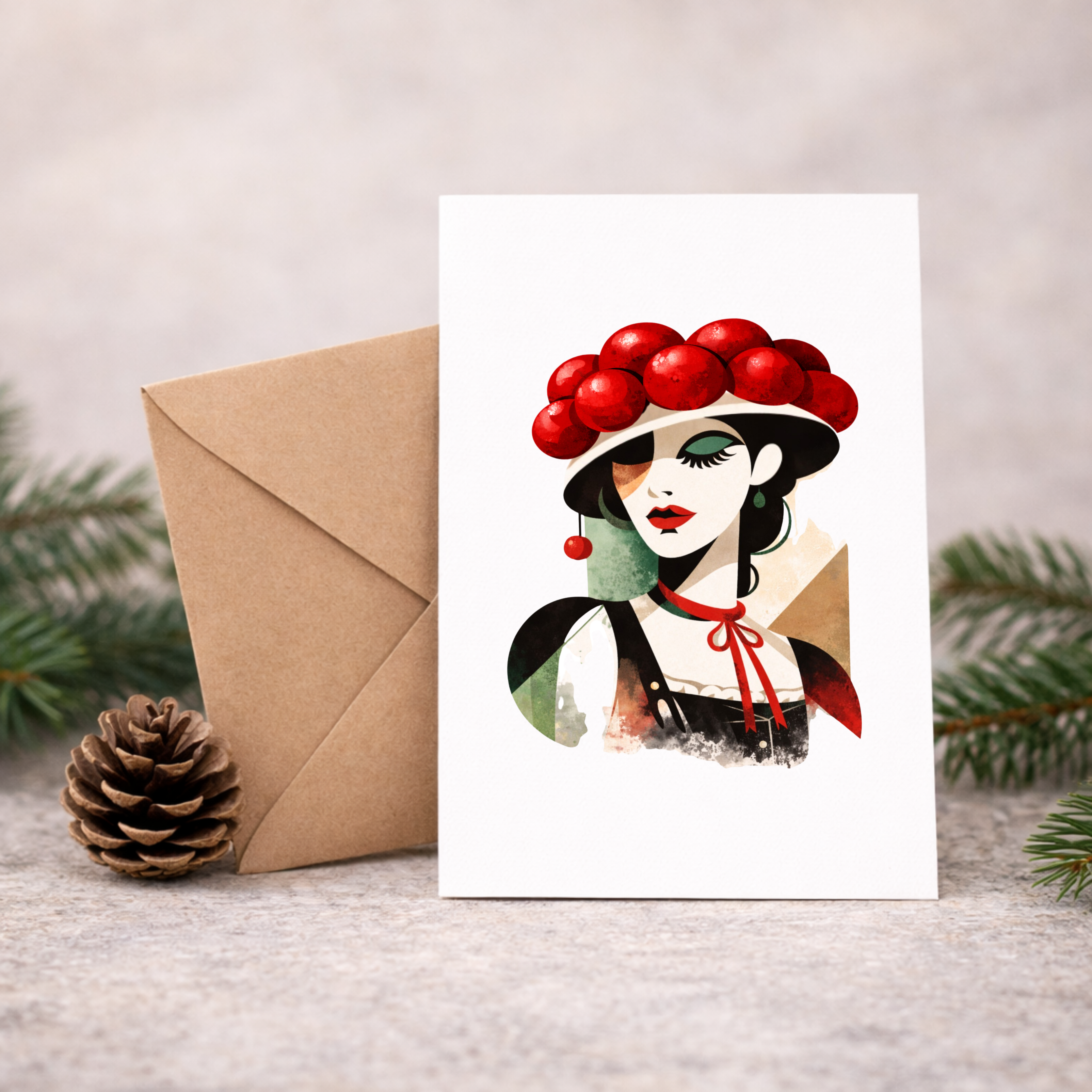 Leinen Grußkarte „Waldlicht“ – Black Forest Collection – harmonische Schwarzwald Kunstkarte in Naturtönen inkl. Umschlag