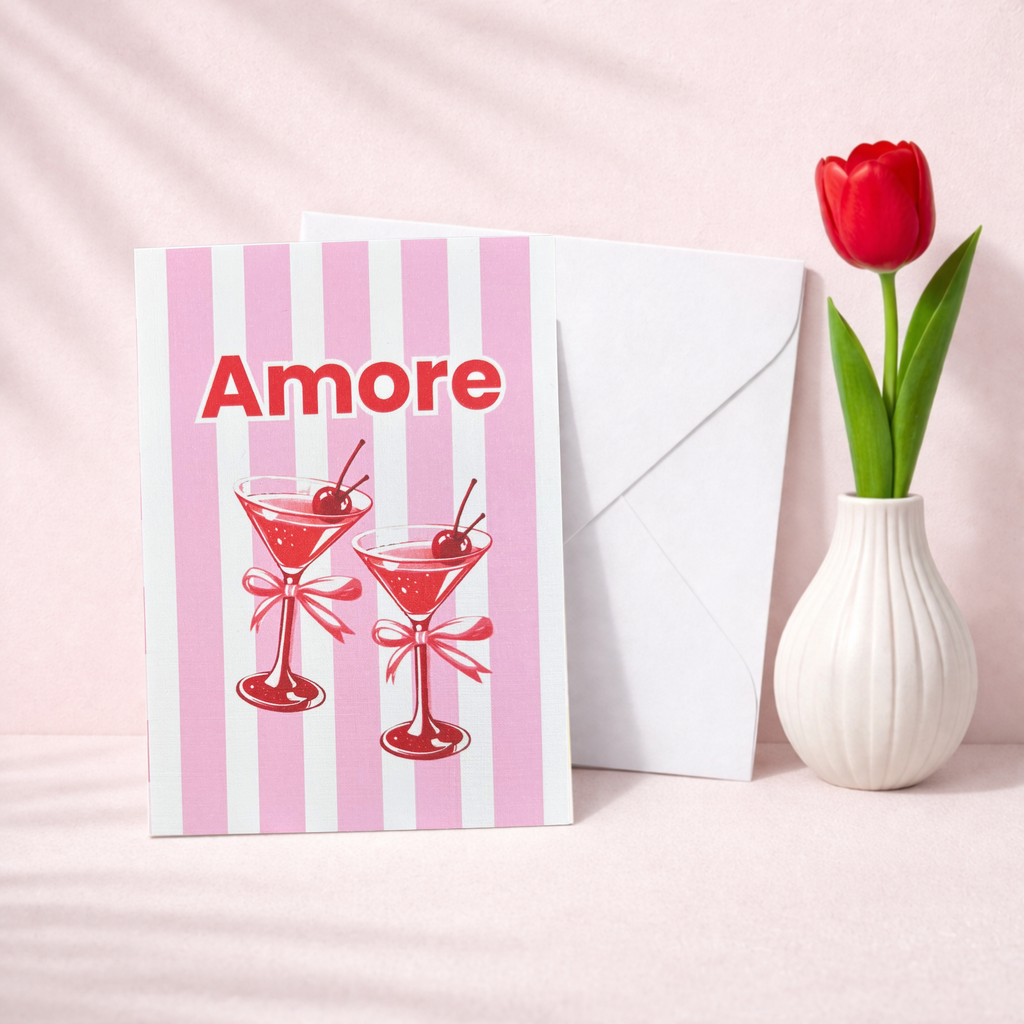 Grußkarte „Amore“ mit Umschlag – romantische Karte auf 300g Papier