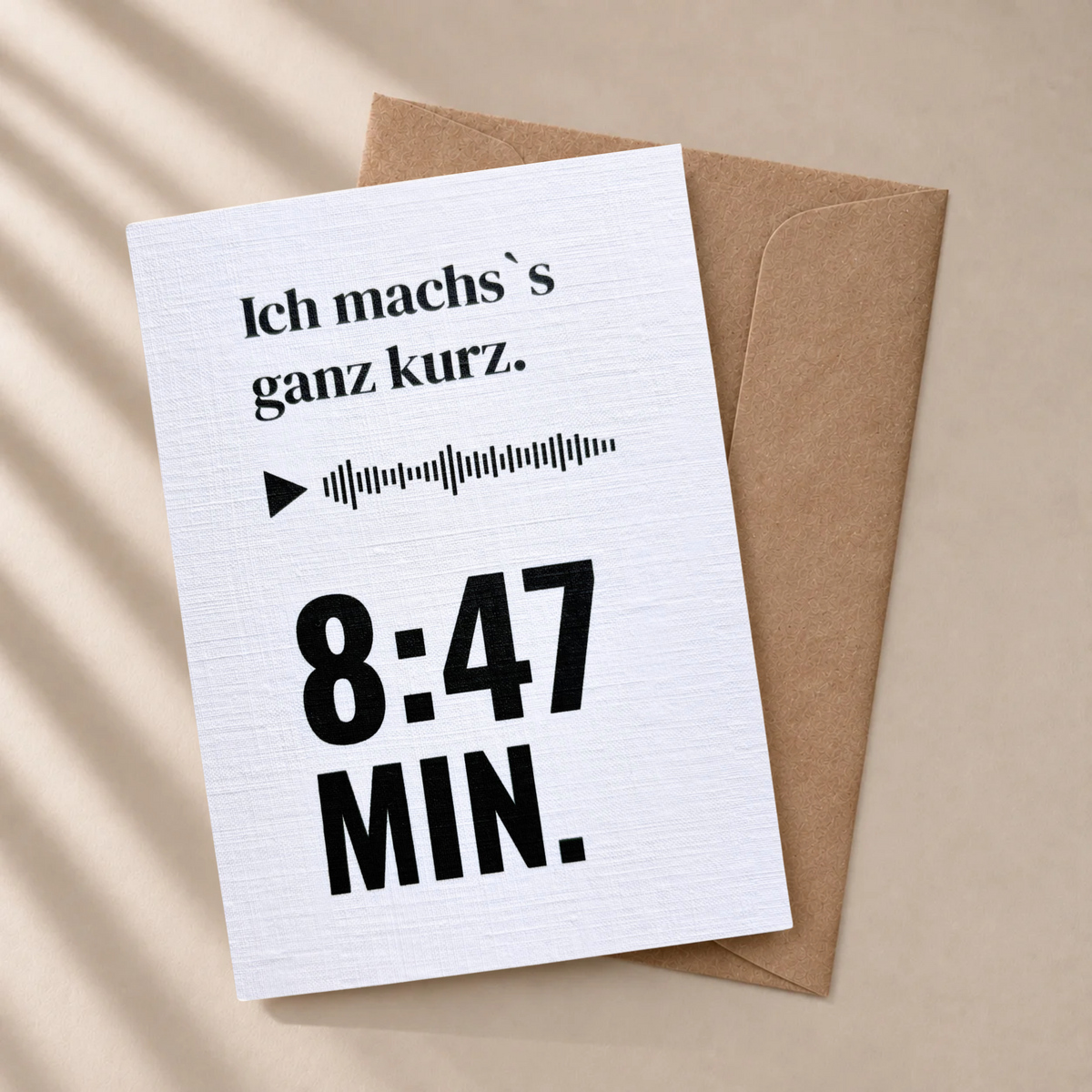 Lustige Grußkarte „Ich mach’s ganz kurz“ mit Umschlag (A6)