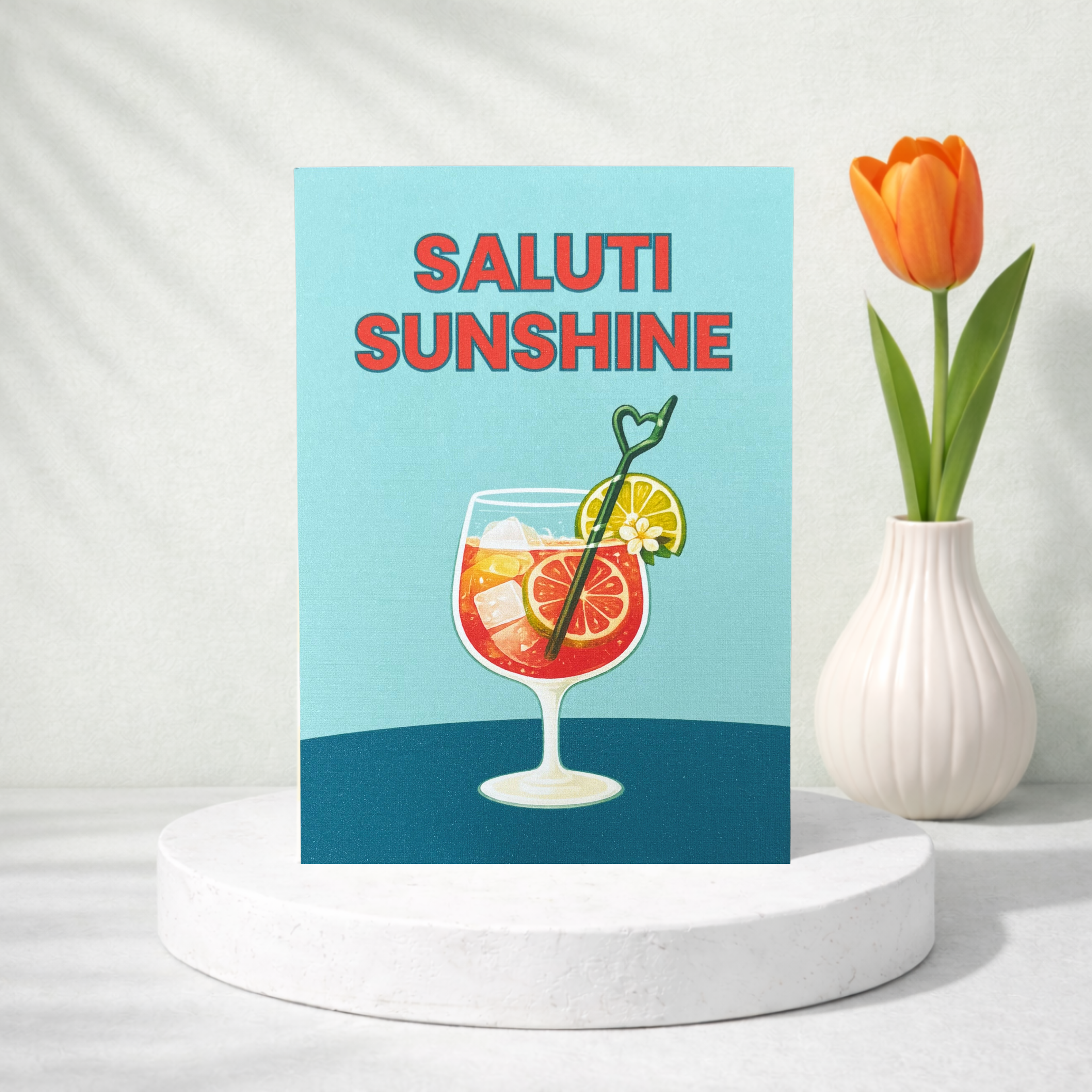 Leinen Grußkarte „Saluti Sunshine“ – sommerliche Karte mit Umschlag