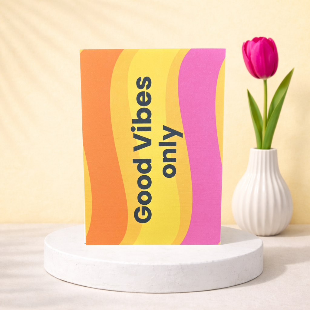 Grußkarte „Good Vibes Only“ – moderne Karte mit Umschlag auf 300g Papier