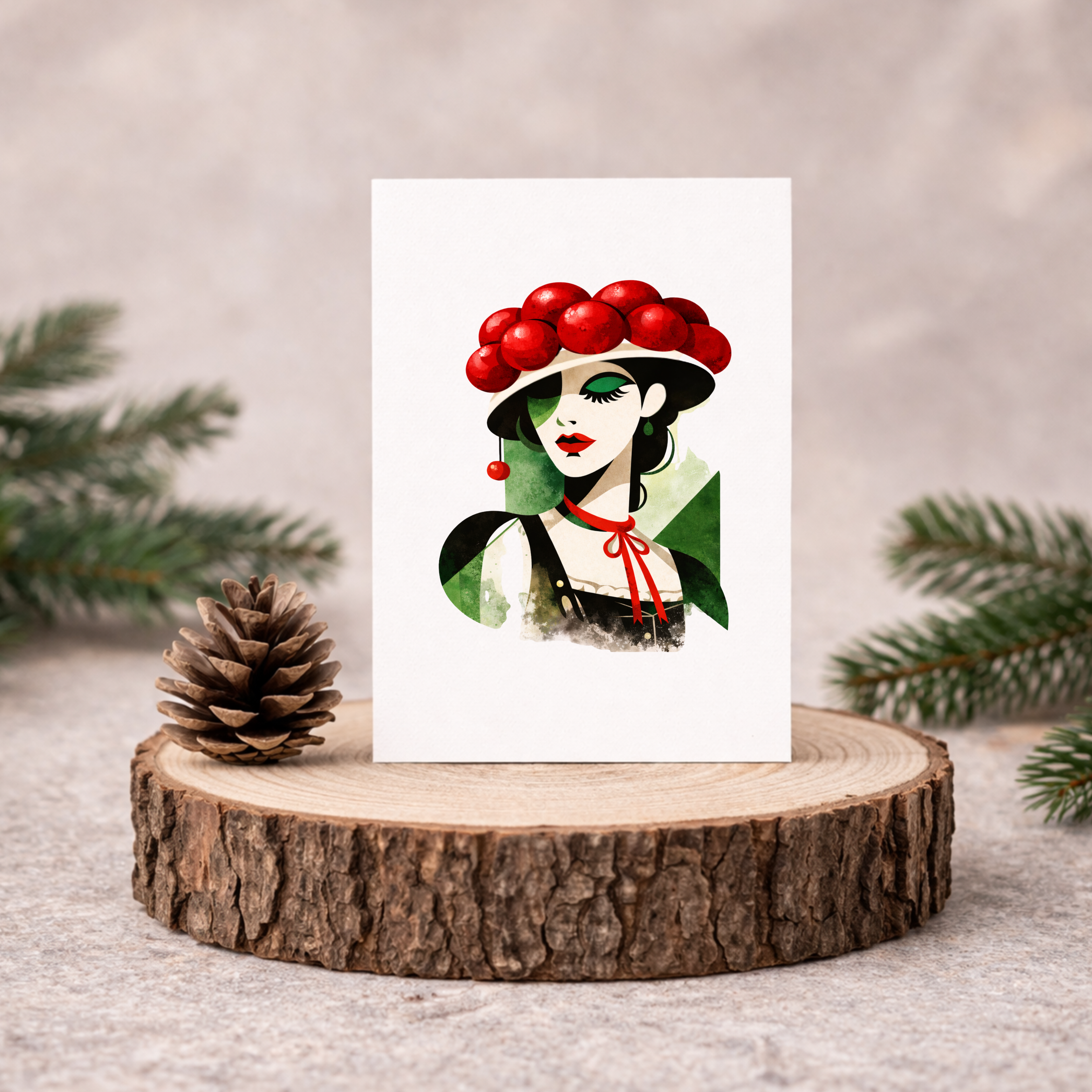 Leinen Grußkarte „Moosgrün“ – Black Forest Collection – elegante Schwarzwald Kunstkarte in Grüntönen inkl. Umschlag