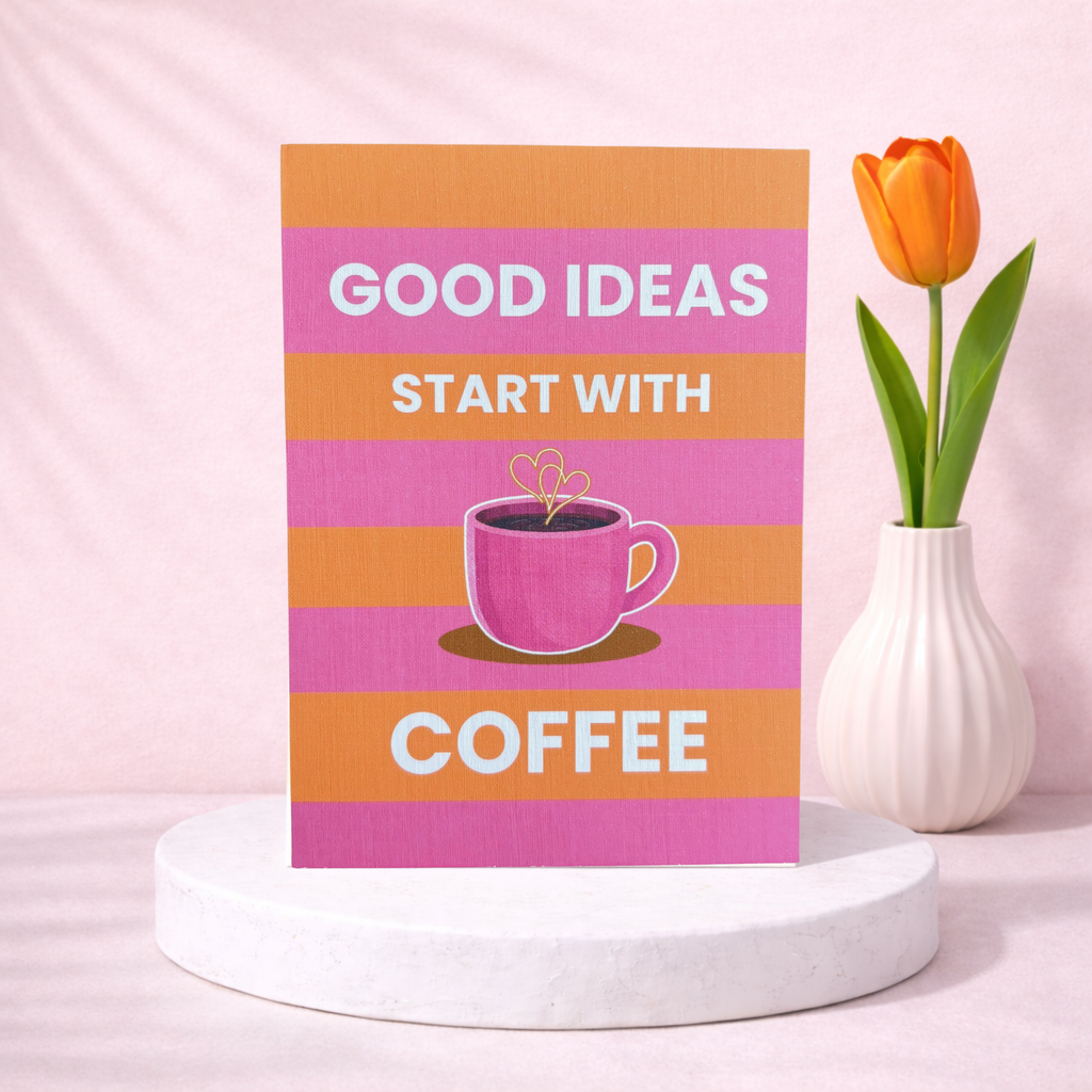 Grußkarte „Good Ideas Start with Coffee“ – moderne Karte mit Umschlag