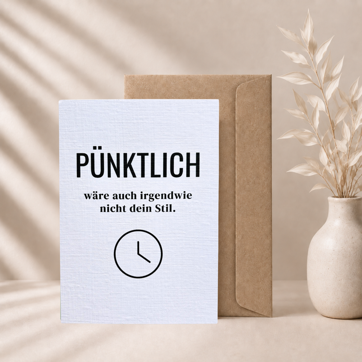 Lustige Grußkarte „Pünktlich wäre nicht dein Stil“ mit Umschlag (A6)