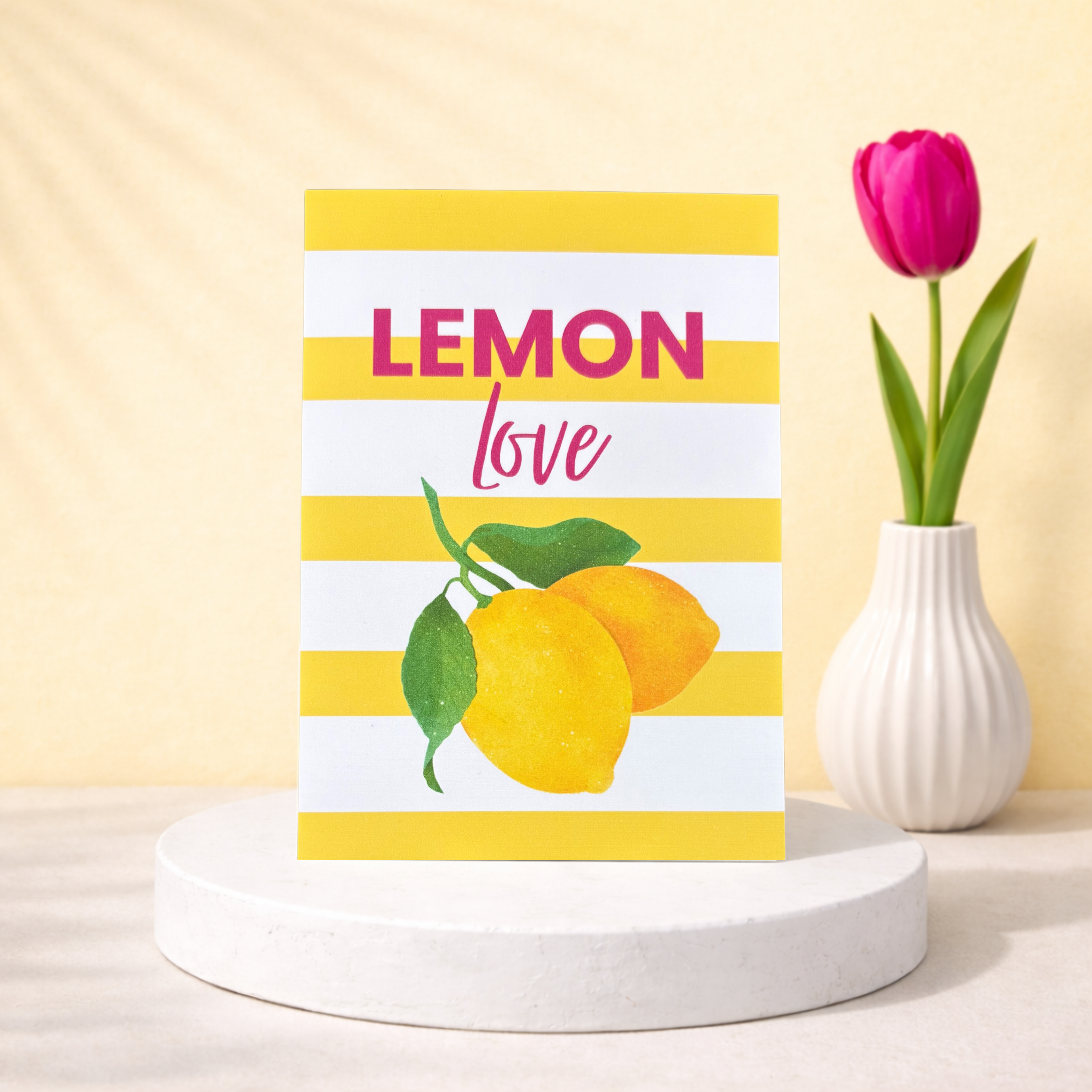 Leinen Grußkarte „Lemon Love“ – sommerliche Karte mit Umschlag