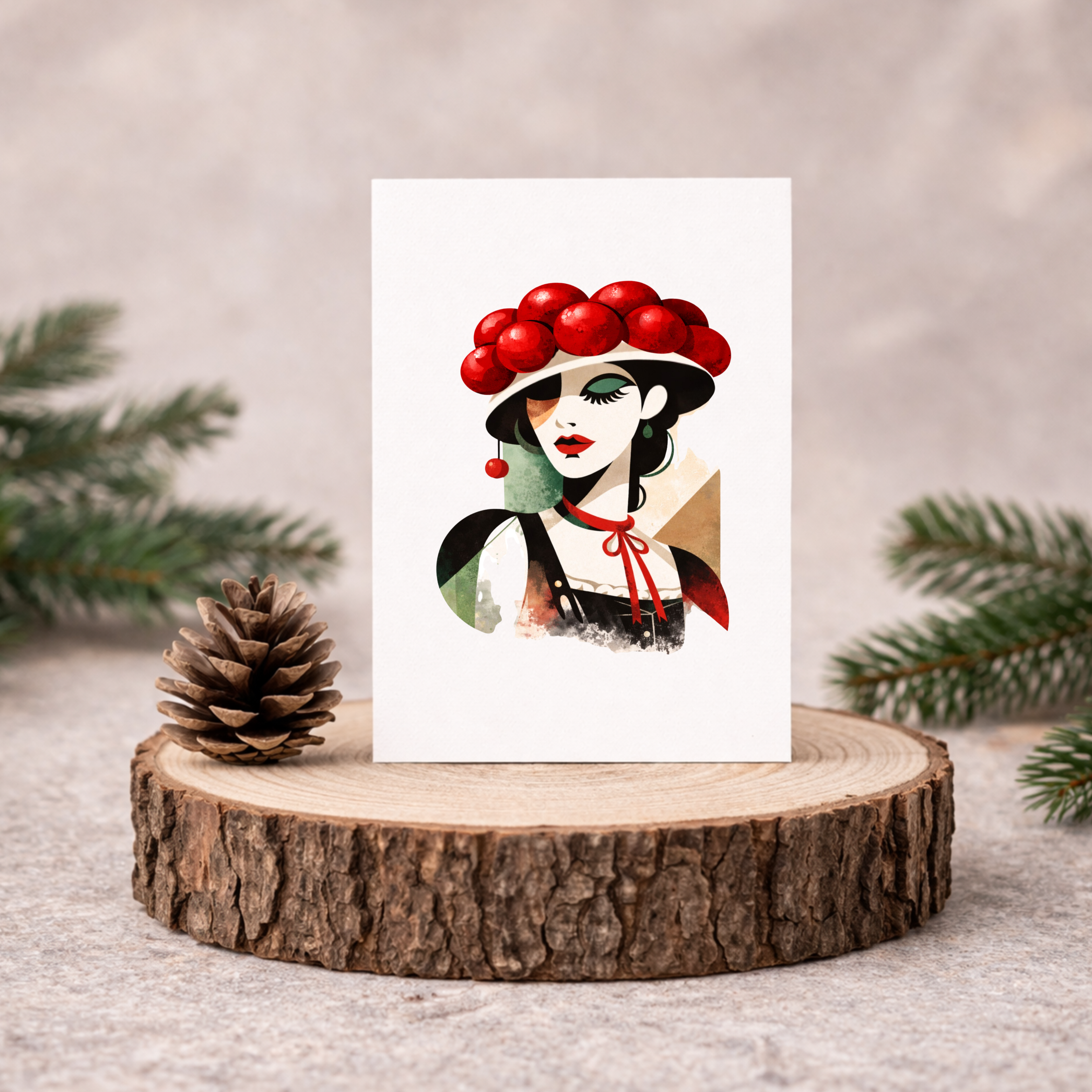 Leinen Grußkarte „Waldlicht“ – Black Forest Collection – harmonische Schwarzwald Kunstkarte in Naturtönen inkl. Umschlag