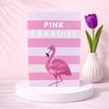Leinen Grußkarte „Pink Paradise“ – sommerliche Flamingo Karte mit Umschlag