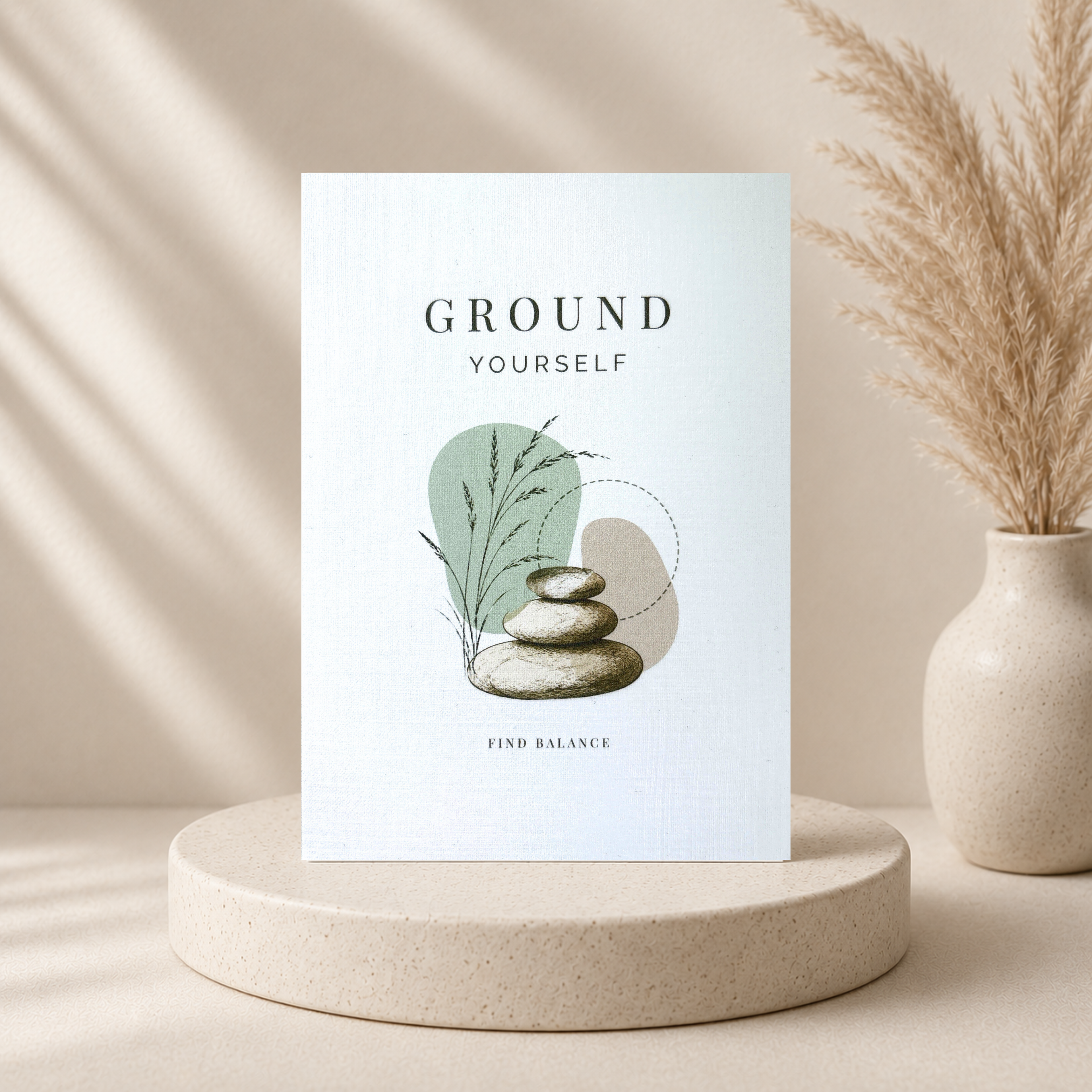 Grußkarte Ground Yourself – Leinenkarte mit Umschlag, Achtsamkeit, Balance & Geschenkidee