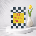 Leinen Grußkarte „Be Your Self“ – moderne Statement Karte mit Umschlag