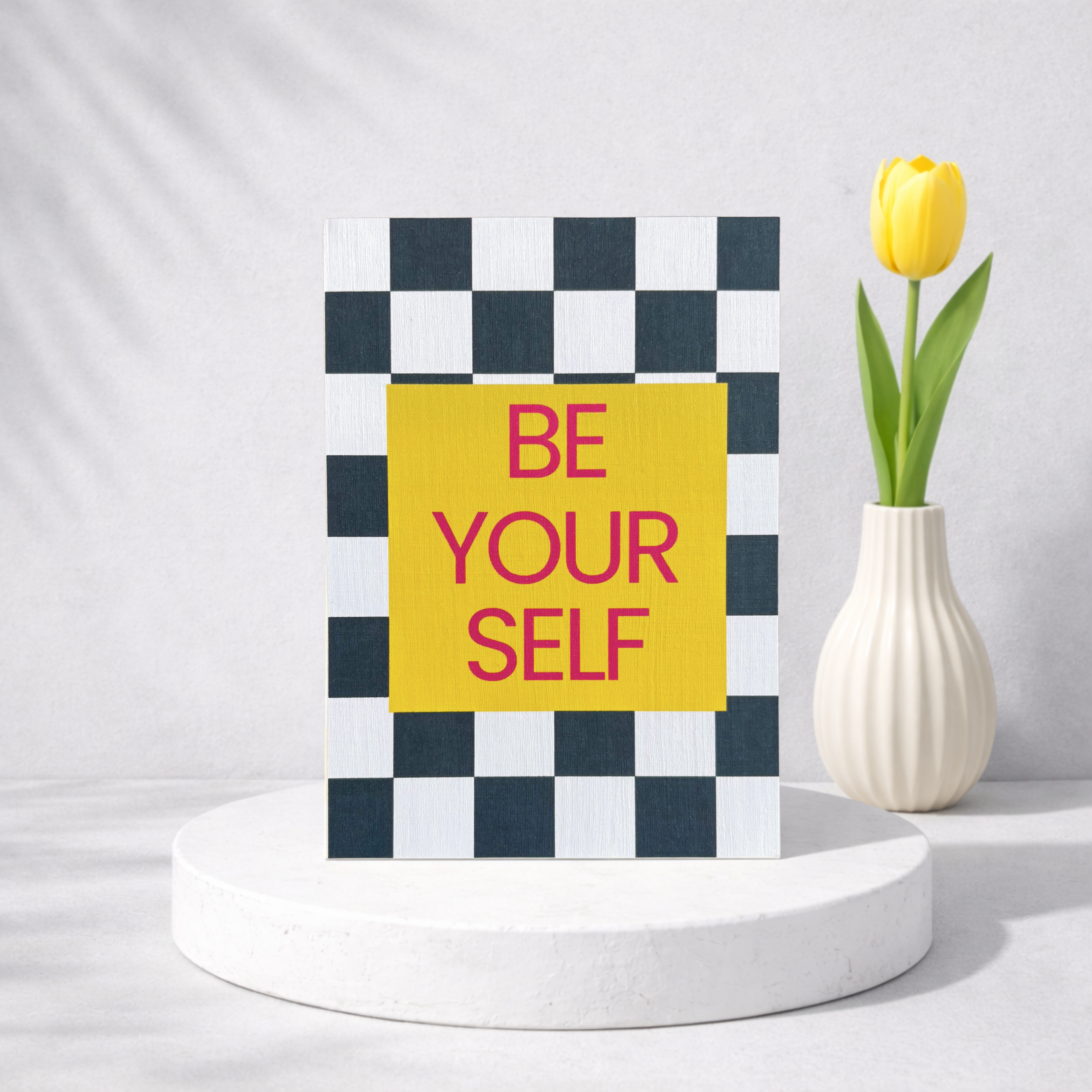 Leinen Grußkarte „Be Your Self“ – moderne Statement Karte mit Umschlag