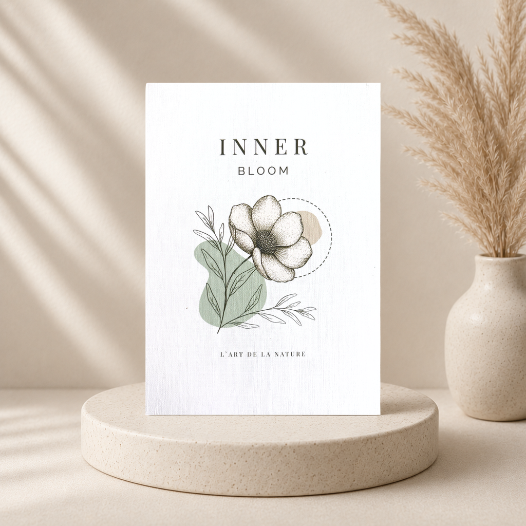 Grußkarte Inner Bloom – Leinenkarte mit Umschlag, Achtsamkeit, Balance & Geschenkidee