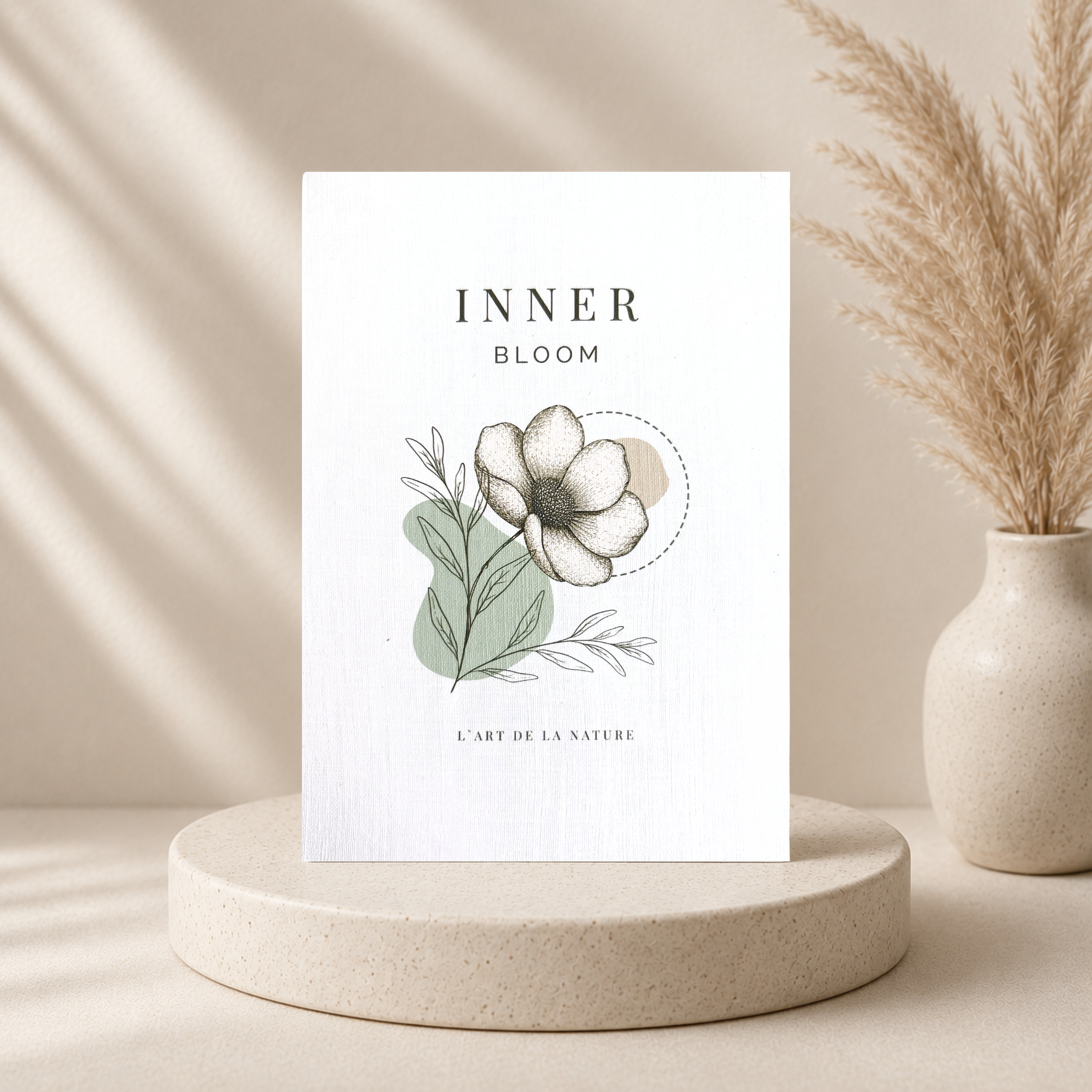 Grußkarte Inner Bloom – Leinenkarte mit Umschlag, Achtsamkeit, Balance & Geschenkidee