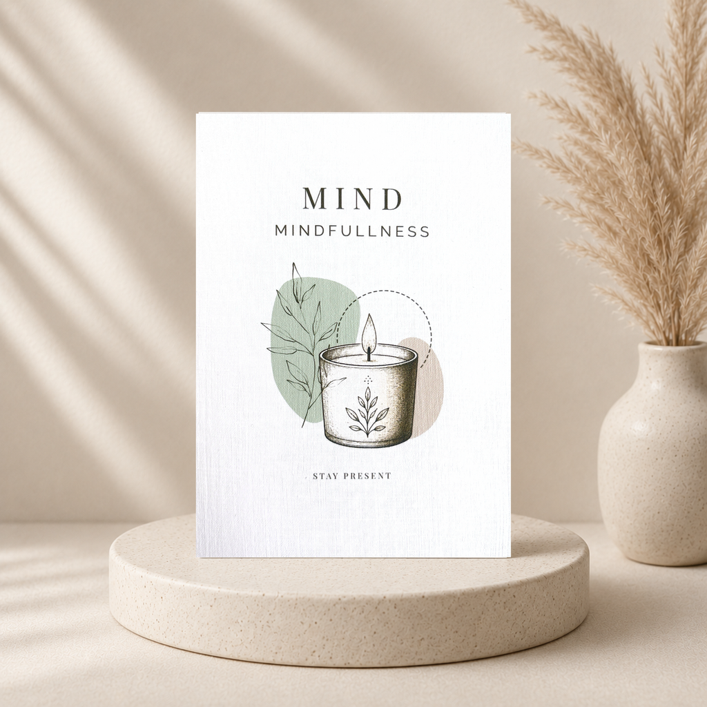 Grußkarte Mind Mindfullness – Leinenkarte mit Umschlag, Achtsamkeit, Balance & Geschenkidee