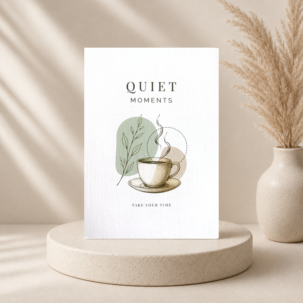 Grußkarte Quiet Moments – Leinenkarte mit Umschlag, Achtsamkeit, Balance & Geschenkidee