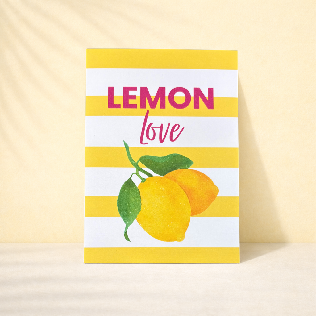 Leinen Grußkarte „Lemon Love“ – sommerliche Karte mit Umschlag