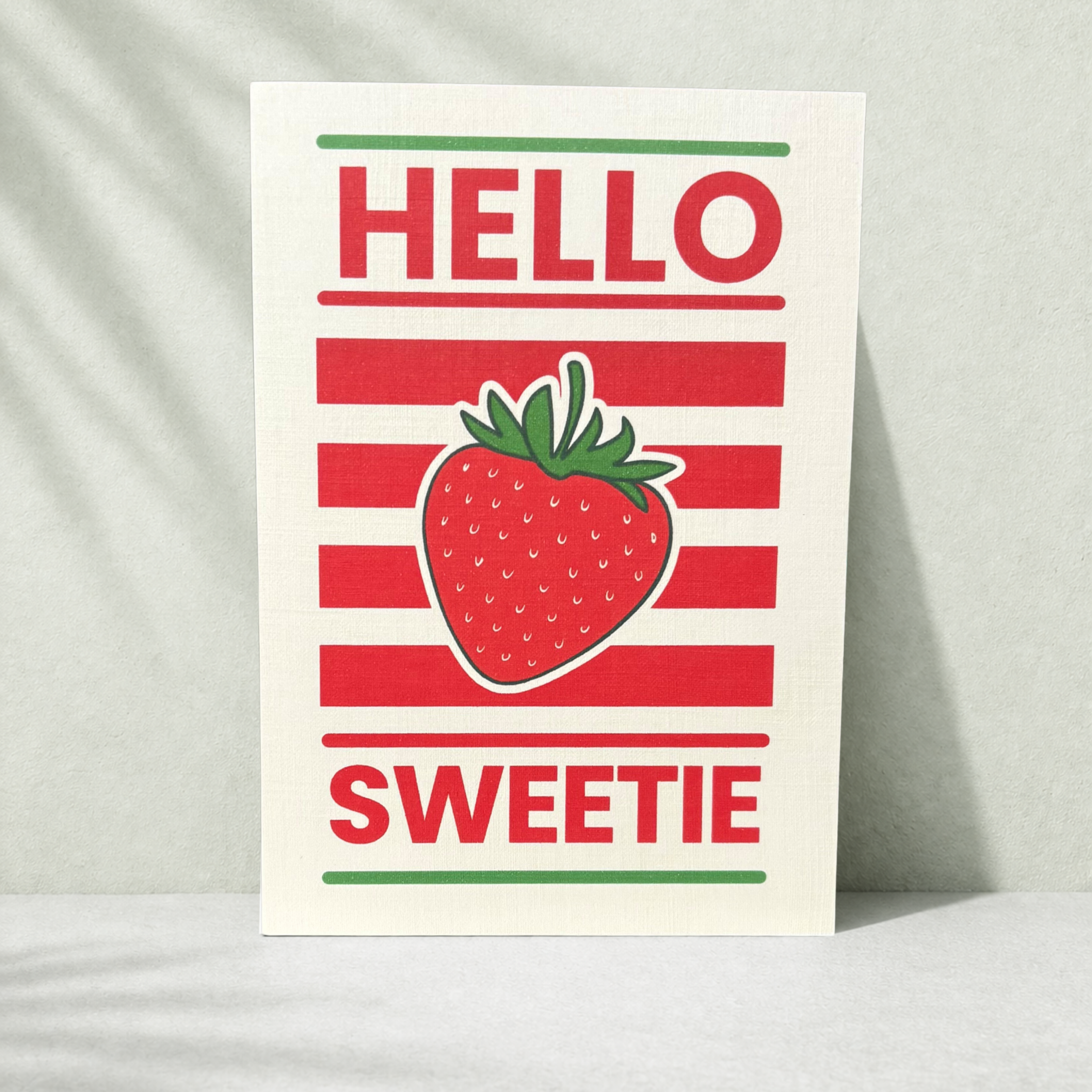 Grußkarte „Hello Sweetie“ mit Erdbeer Motiv – moderne Karte mit Umschlag