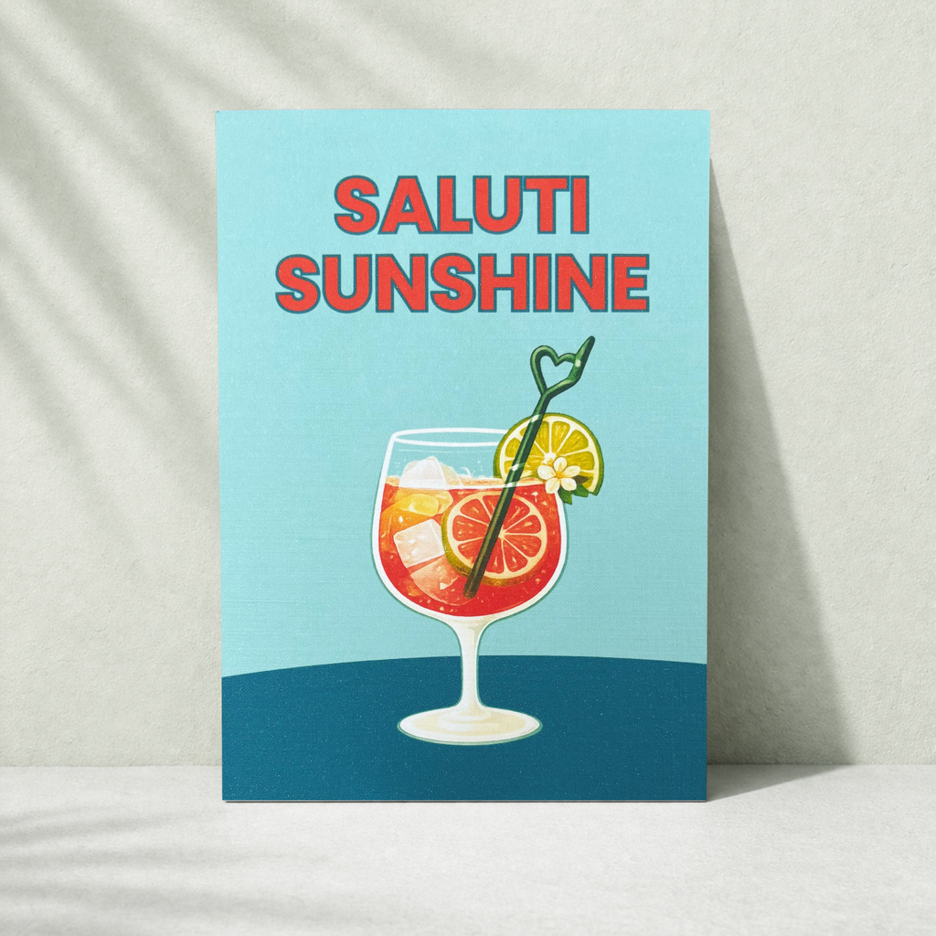 Leinen Grußkarte „Saluti Sunshine“ – sommerliche Karte mit Umschlag