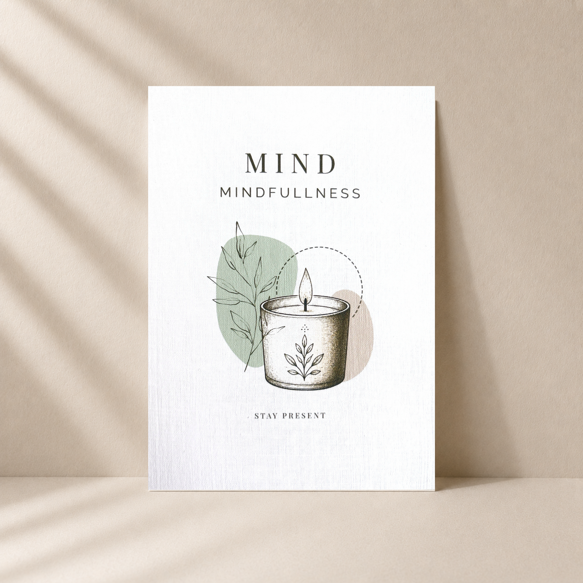 Grußkarte Mind Mindfullness – Leinenkarte mit Umschlag, Achtsamkeit, Balance & Geschenkidee