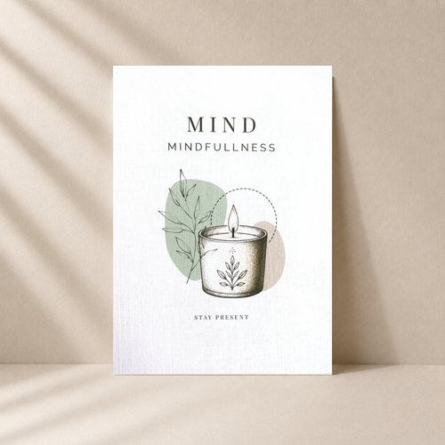 Grußkarte Mind Mindfullness – Leinenkarte mit Umschlag, Achtsamkeit, Balance & Geschenkidee