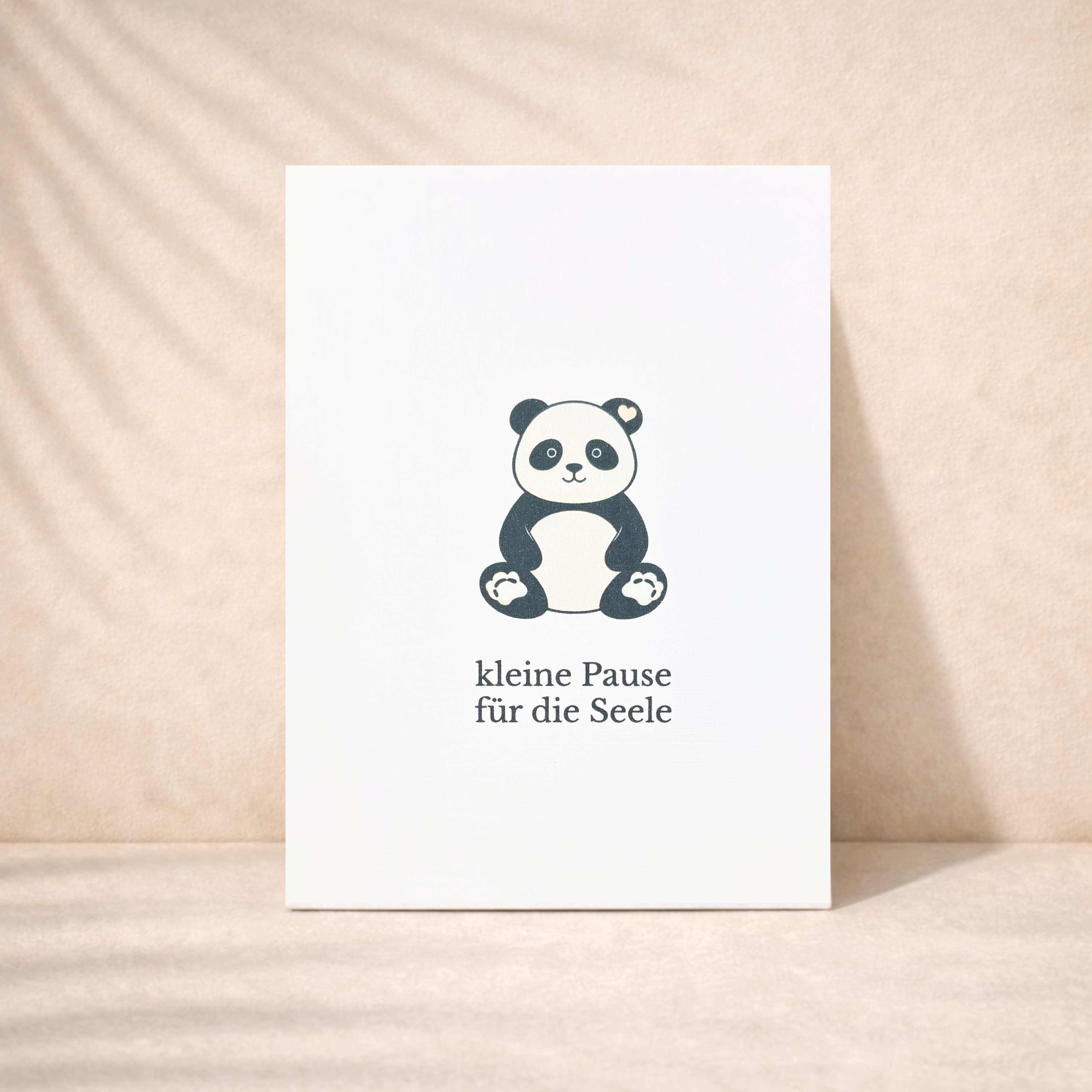 Leinen Grußkarte „Kleine Pause für die Seele“ – Panda Karte Selfcare inkl. Umschlag
