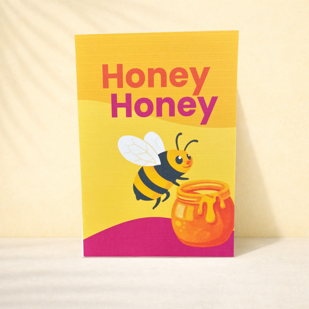 Grußkarte „Honey Honey“ mit Biene – süße Karte mit Umschlag auf 300g Papier