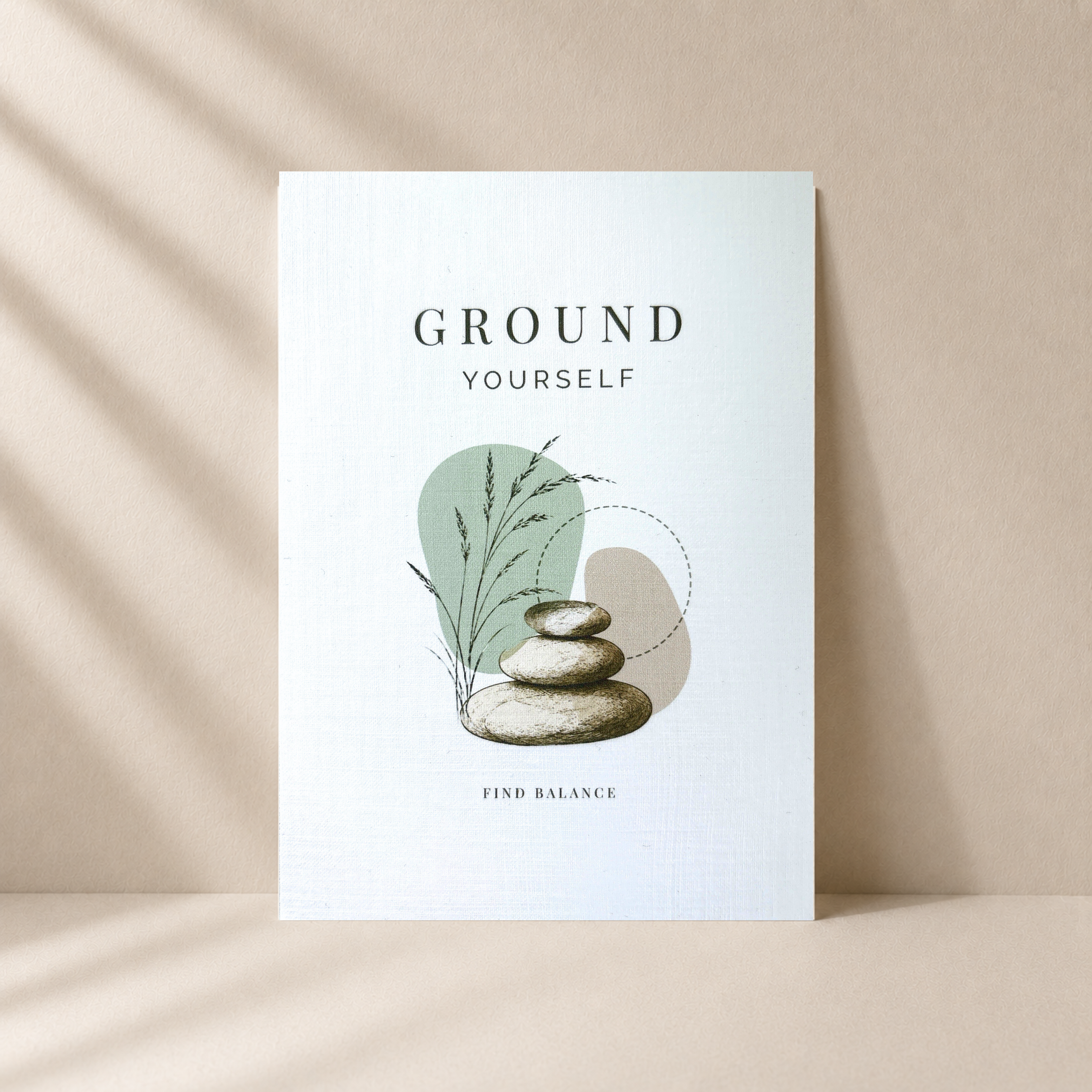 Grußkarte Ground Yourself – Leinenkarte mit Umschlag, Achtsamkeit, Balance & Geschenkidee