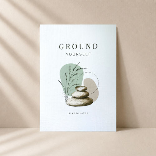 Grußkarte Ground Yourself – Leinenkarte mit Umschlag, Achtsamkeit, Balance & Geschenkidee