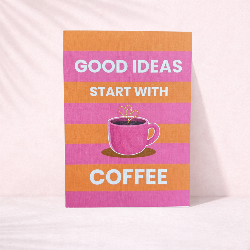 Grußkarte „Good Ideas Start with Coffee“ – moderne Karte mit Umschlag