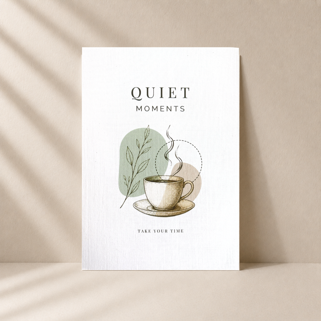 Grußkarte Quiet Moments – Leinenkarte mit Umschlag, Achtsamkeit, Balance & Geschenkidee