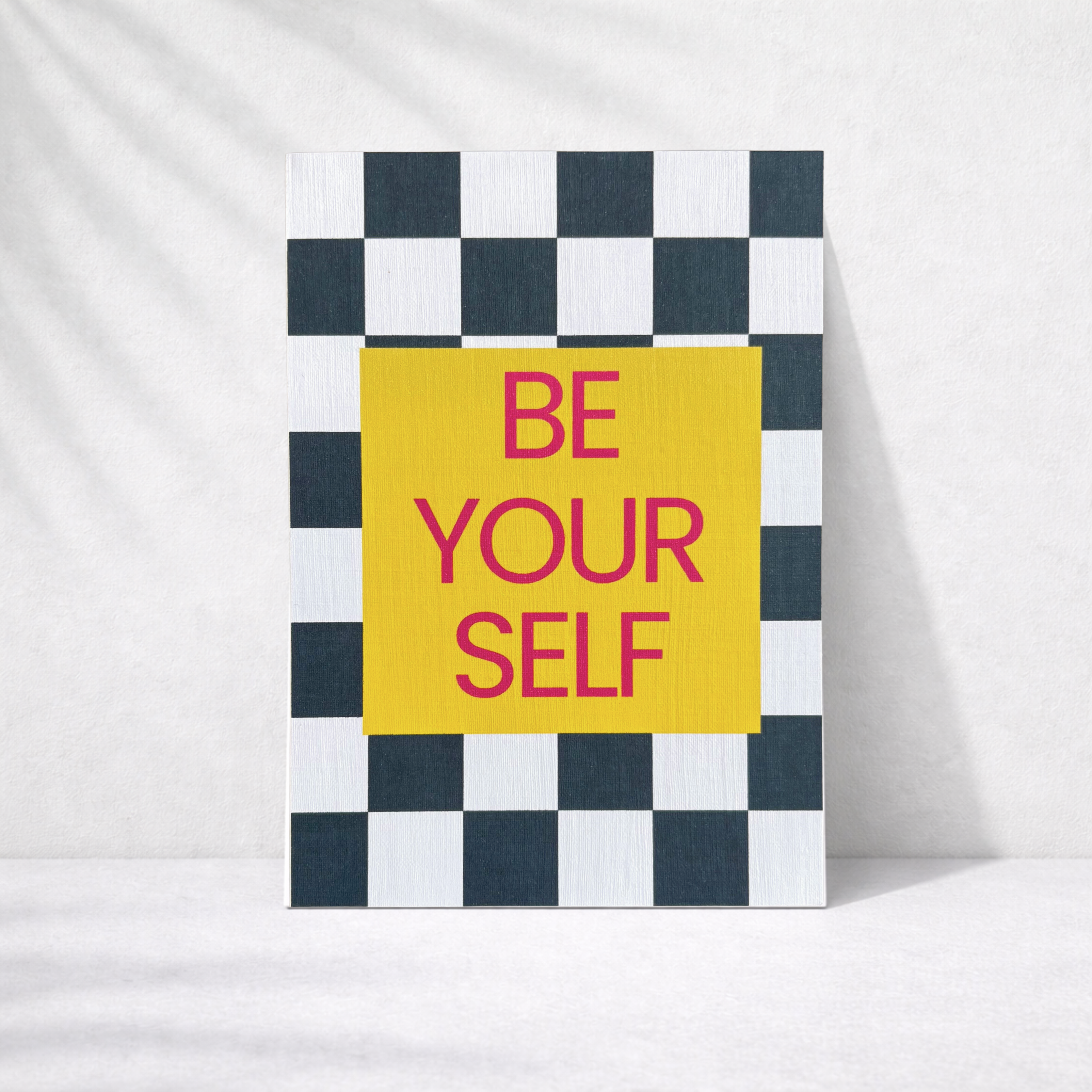 Leinen Grußkarte „Be Your Self“ – moderne Statement Karte mit Umschlag