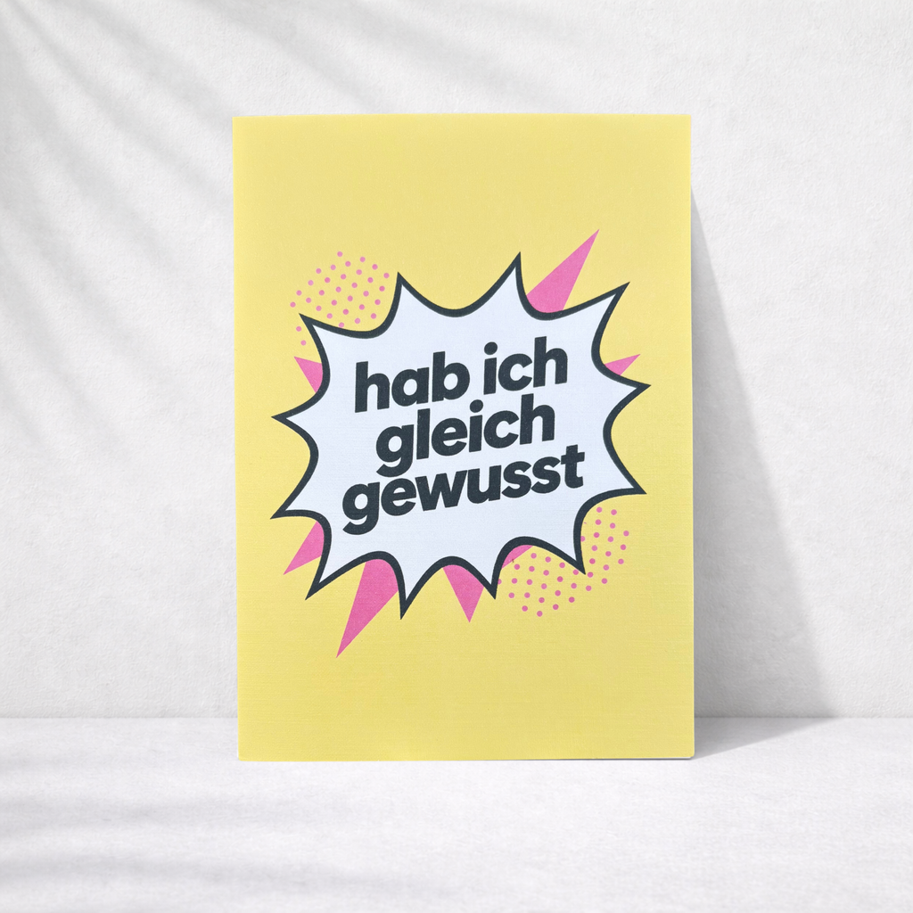 Leinen Grußkarte „Habe ich gleich gewusst“ – lustige Karte mit Umschlag