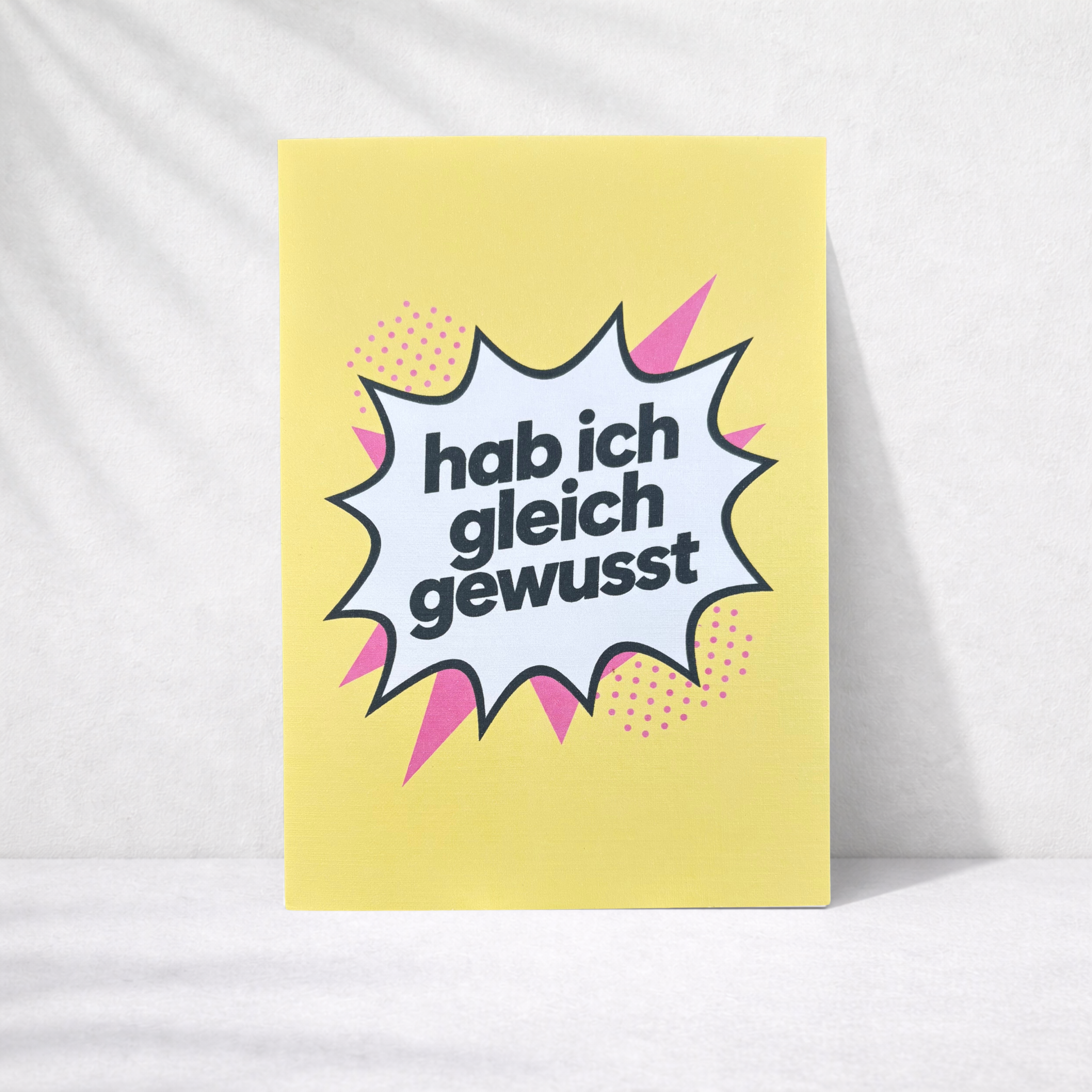 Leinen Grußkarte „Habe ich gleich gewusst“ – lustige Karte mit Umschlag