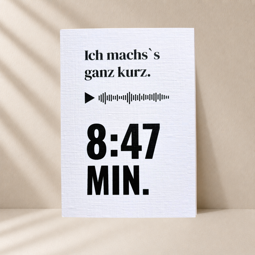 Lustige Grußkarte „Ich mach’s ganz kurz“ mit Umschlag (A6)