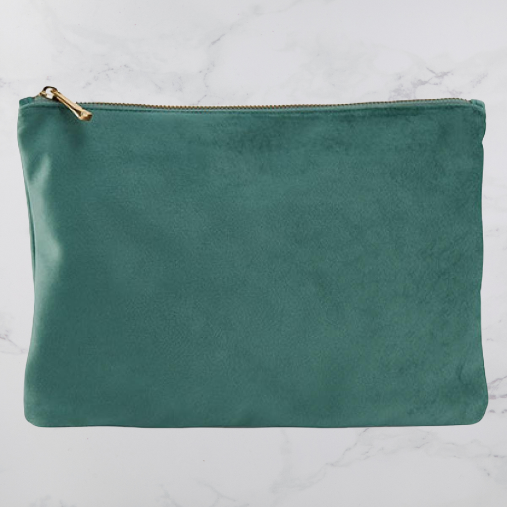 Personalisierbare Samt-Kosmetiktasche mit Initiale – Samttasche in 4 Farben
