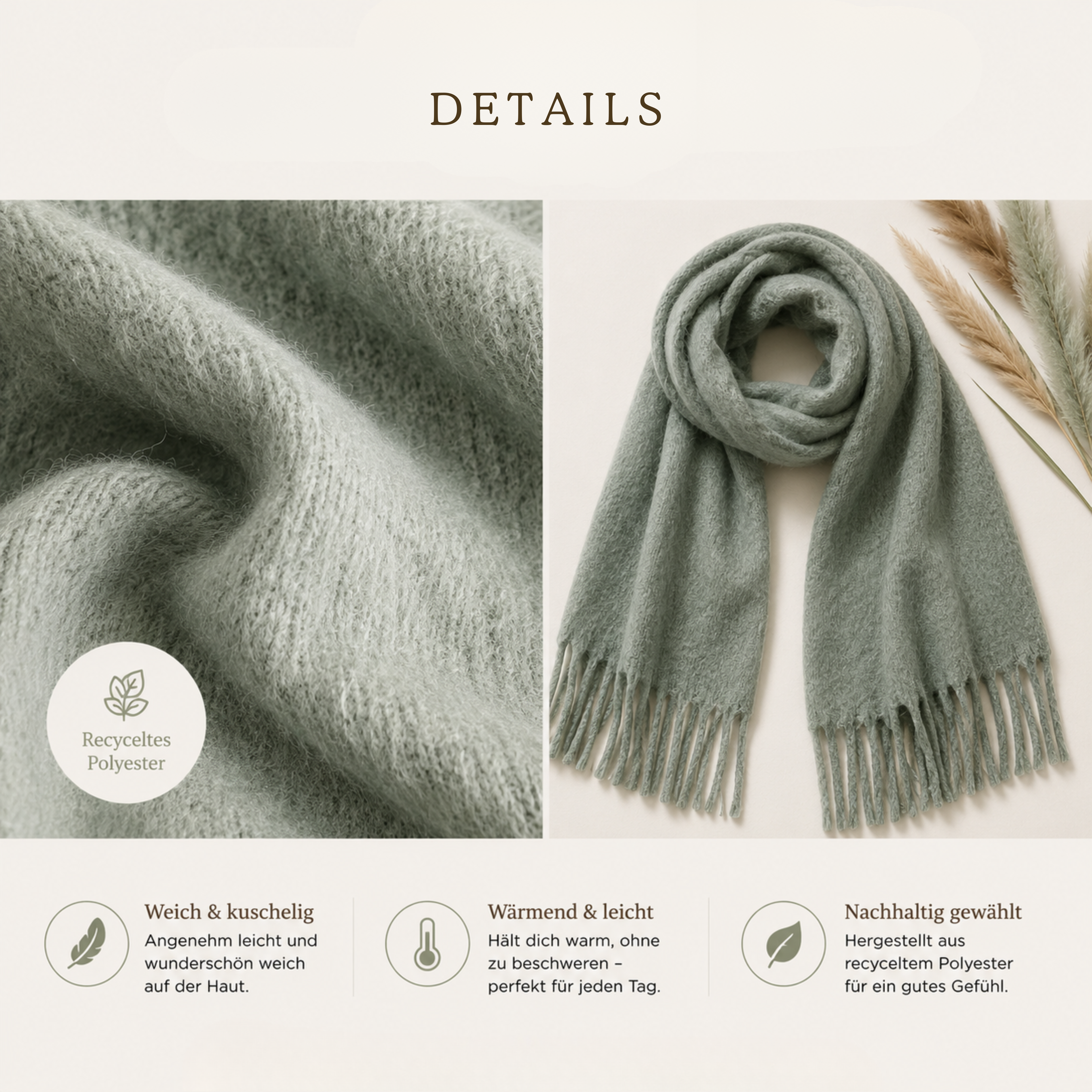 Soul Collection Schal „Slow Living“ - Kuscheliger Winterschal aus recyceltem Polyester