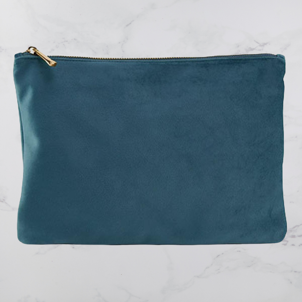 Personalisierbare Samt-Kosmetiktasche mit Initiale – Samttasche in 4 Farben
