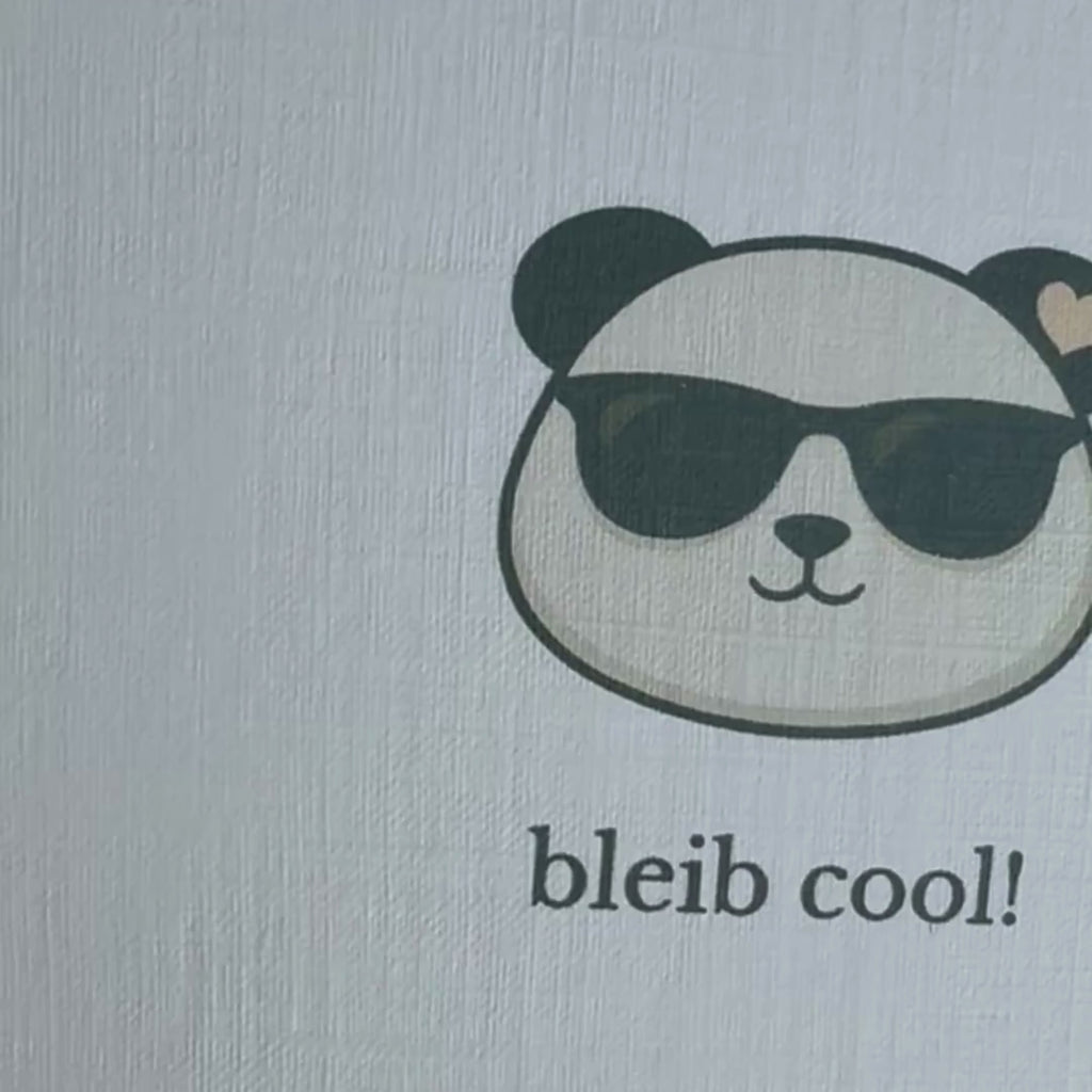 Leinen Grußkarte „Bleib cool!“ – Panda Karte mit Sonnenbrille inkl. Umschlag