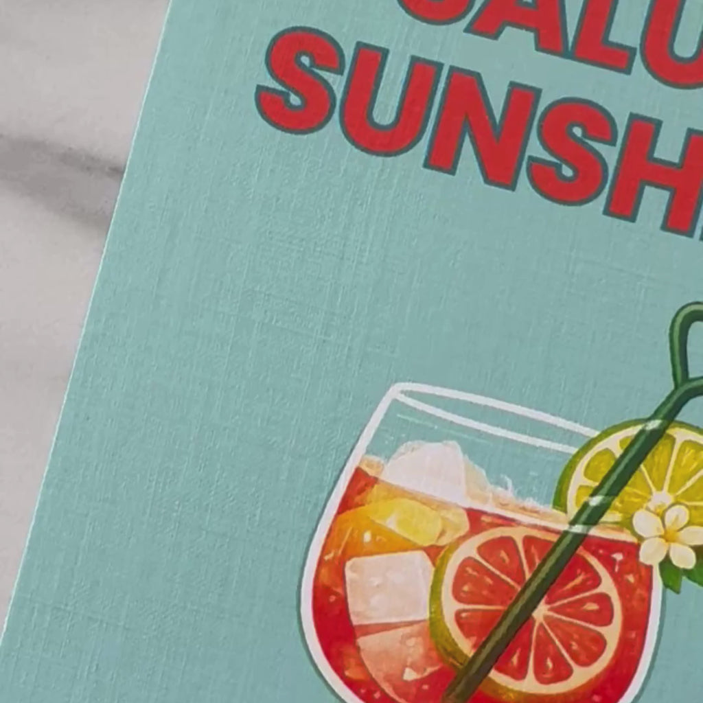 Leinen Grußkarte „Saluti Sunshine“ – sommerliche Karte mit Umschlag
