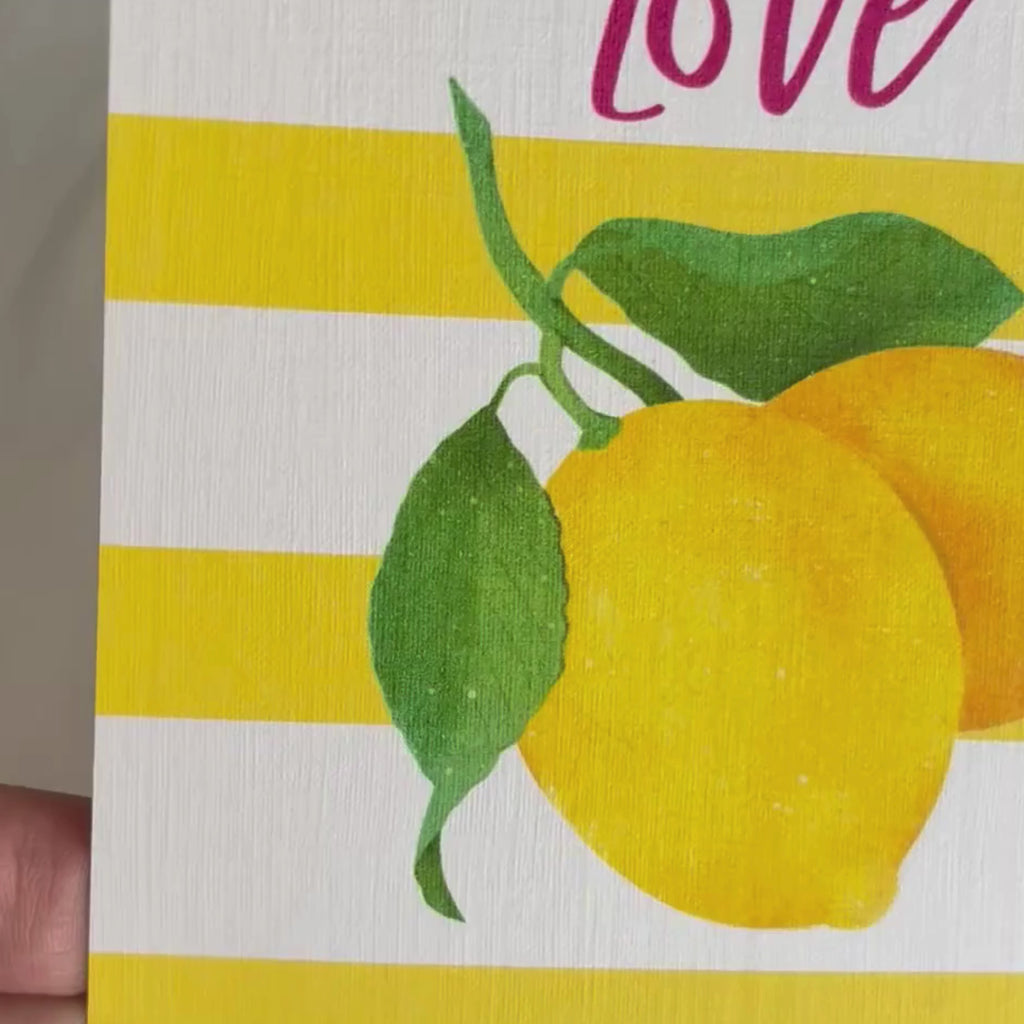 Leinen Grußkarte „Lemon Love“ – sommerliche Karte mit Umschlag