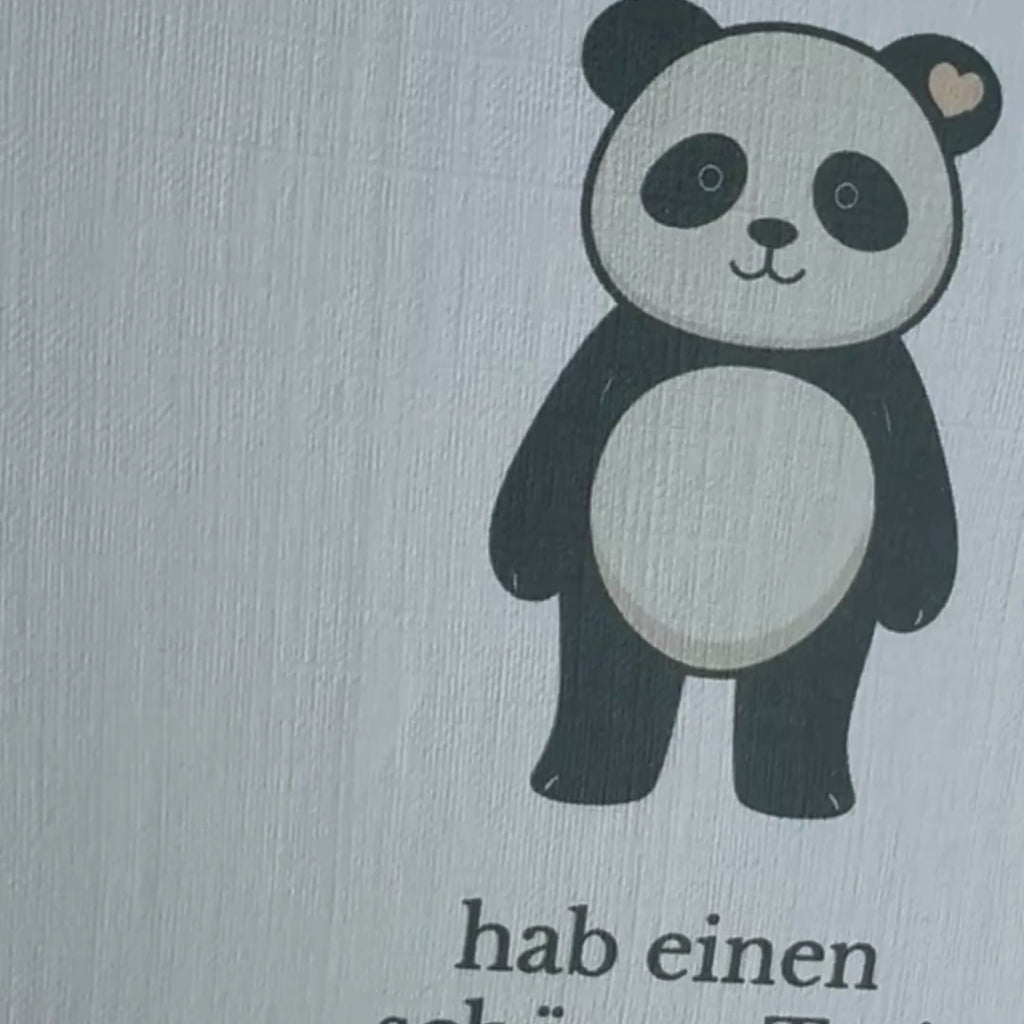 Leinen Grußkarte „Hab einen schönen Tag!“ – Panda Karte inkl. Umschlag