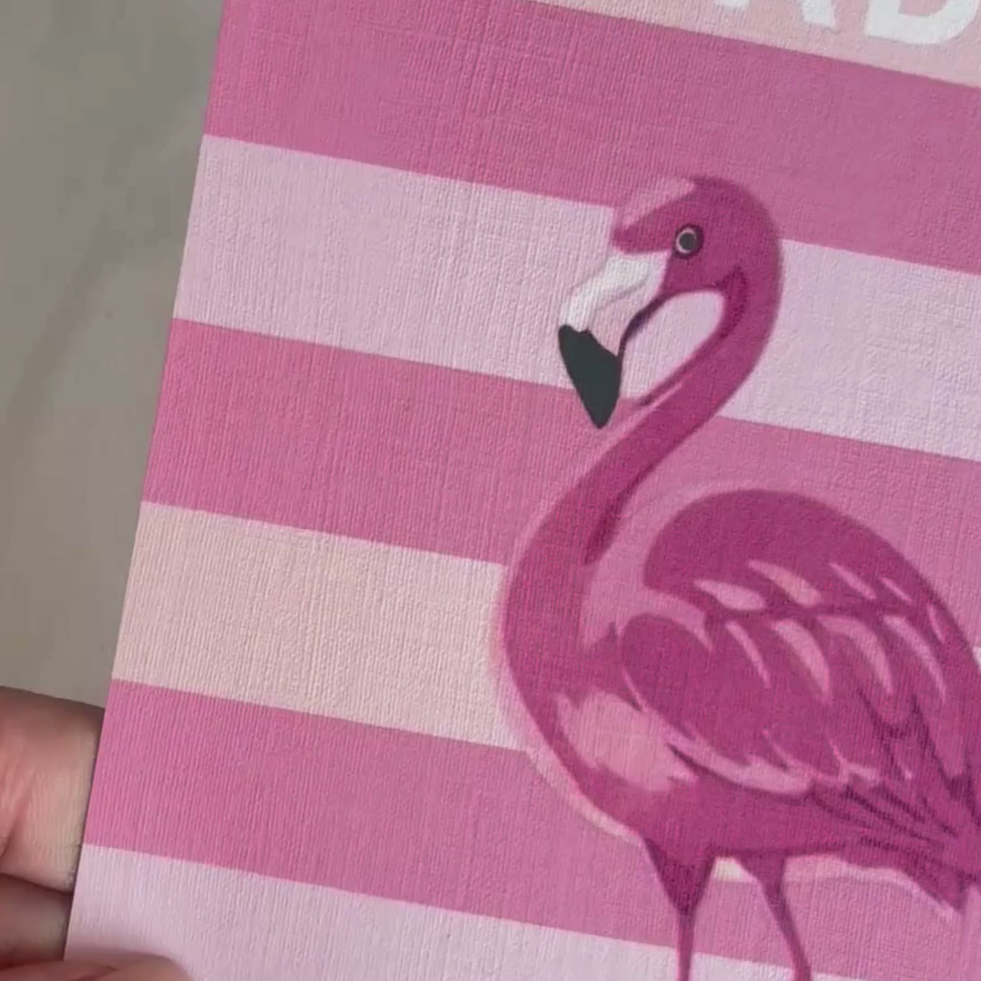 Leinen Grußkarte „Pink Paradise“ – sommerliche Flamingo Karte mit Umschlag