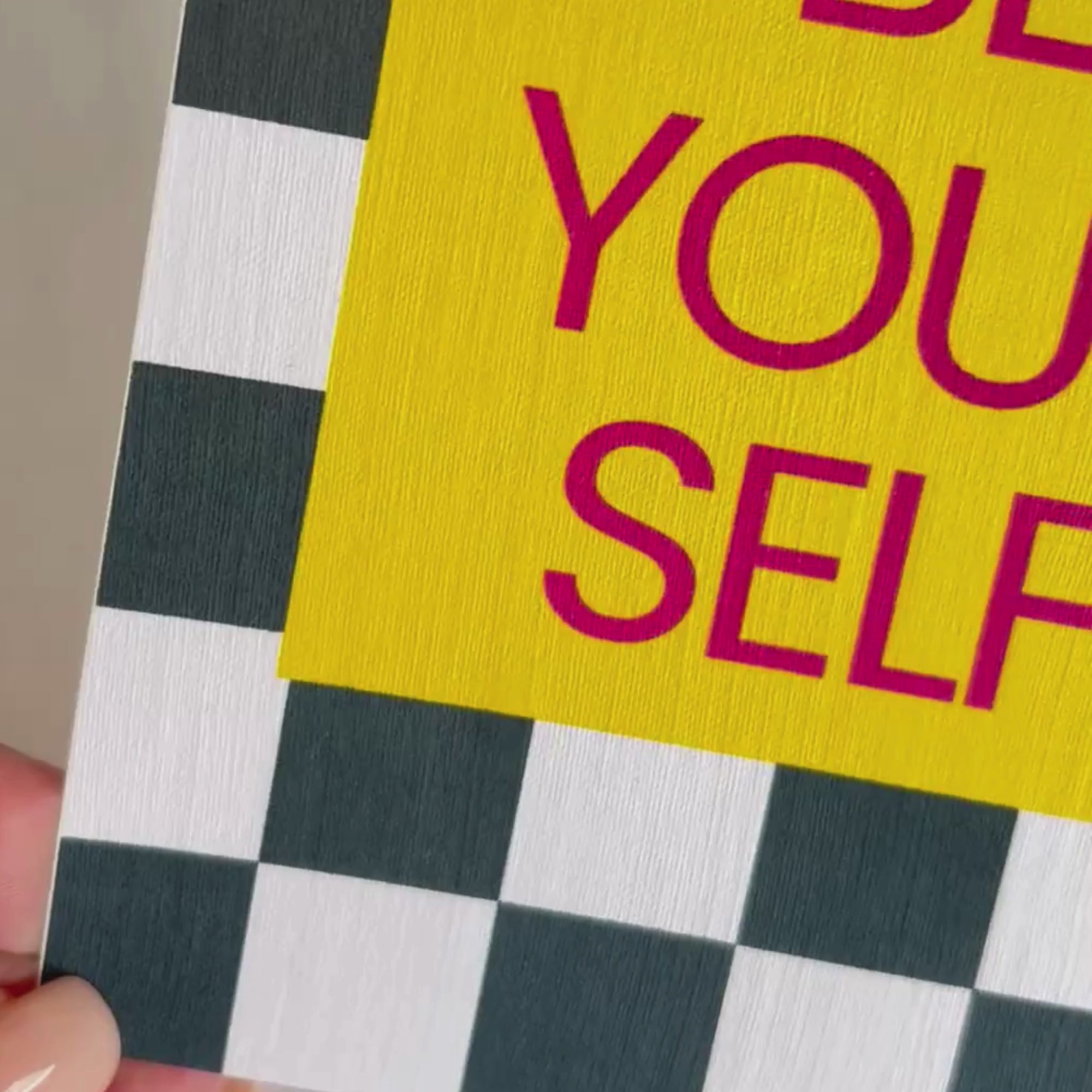 Leinen Grußkarte „Be Your Self“ – moderne Statement Karte mit Umschlag